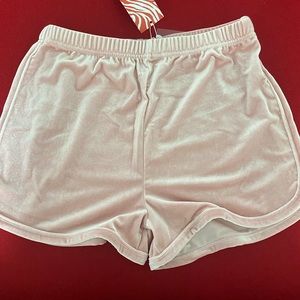 pink velvety/velour shorts